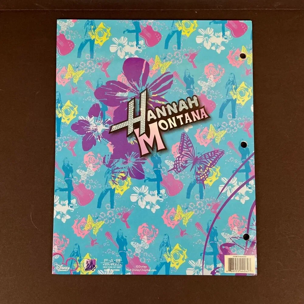 Disney Hannah Montana Secret Pop Star Pocket Folder For 3 Ring Binder Miley